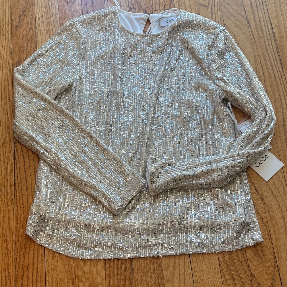 CeCe Silver Sequin Blouse